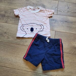 12m Carter's Striped Koala T-Shirt and Navy Shorts Set